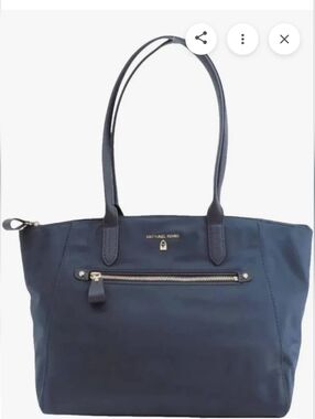 BNWT MK Michael Kors Navy Kelsey Medium Nylon & Leather Tote